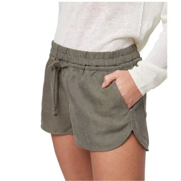 Aritzia Wilfred Habitus Lyocell Linen Blend Shorts Green Sz XS - Picture 1 of 8